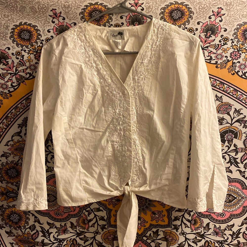 Island republic tie button up blouse